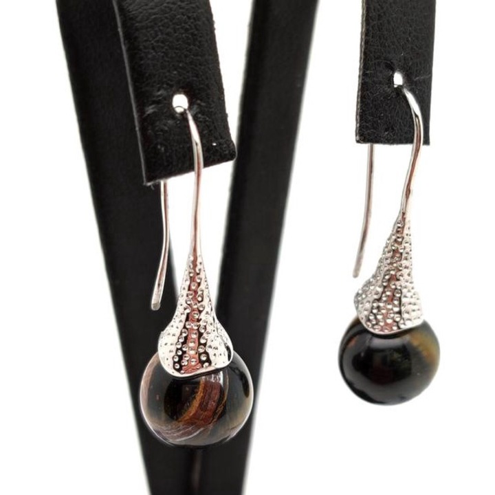 Cercei sferici cu model de ochi de soim din corn R.M. ékszer 10mm