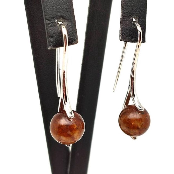 Cercei cu granat sferic, 10mm