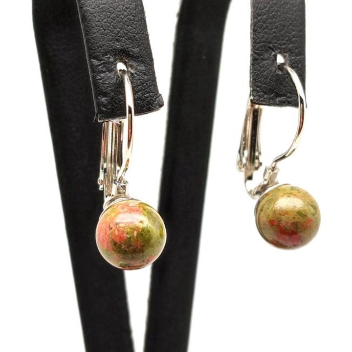 Обеци топче унакит закопчалка 8-8.5 мм