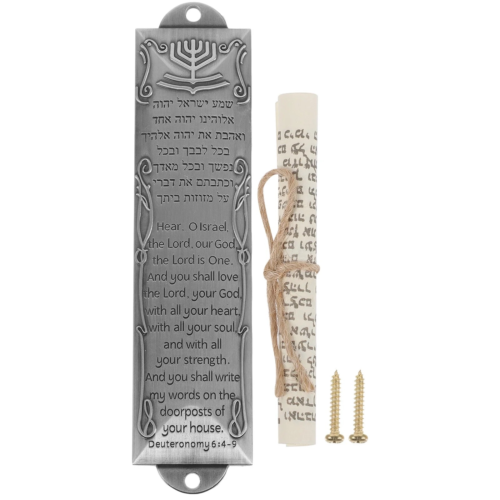 Mezuzah, Metal, Decorativ, 13.2 x 3.2 x 0.5 cm, Gri - eMAG.ro