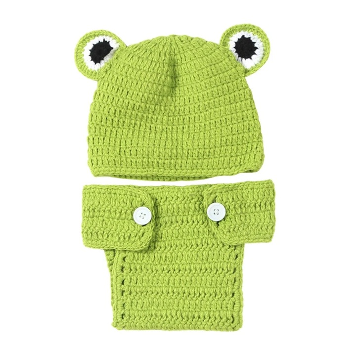 Set de costume pentru nou-nascuti, verde, lana, 38x12.5x2.5cm