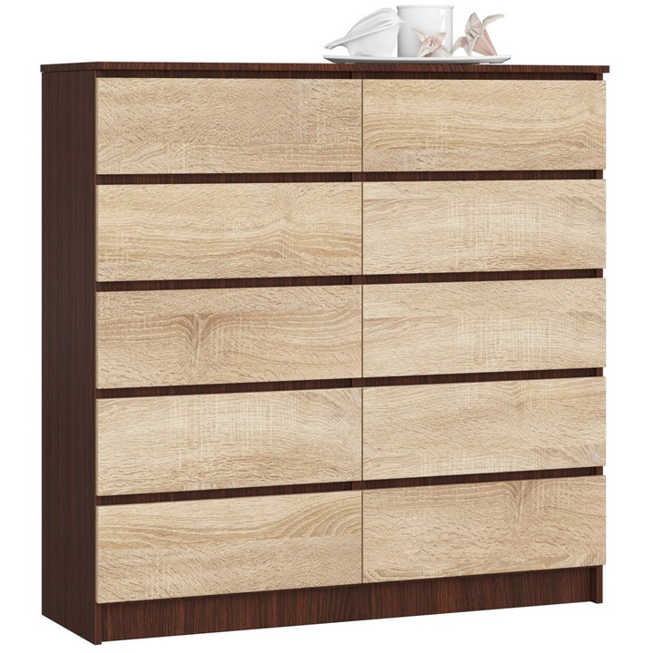 AKORD CLP K120 Komód Laminált Wenge-Sonoma 10 Fiókos