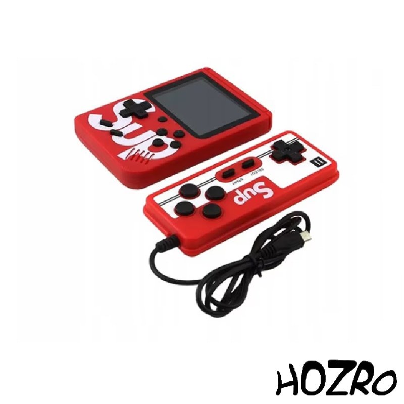 Mini consola HOZRO, retro, portabila, 400 de jocuri diferite, 2 Jucatori, baterie reincarcabila, Rosu