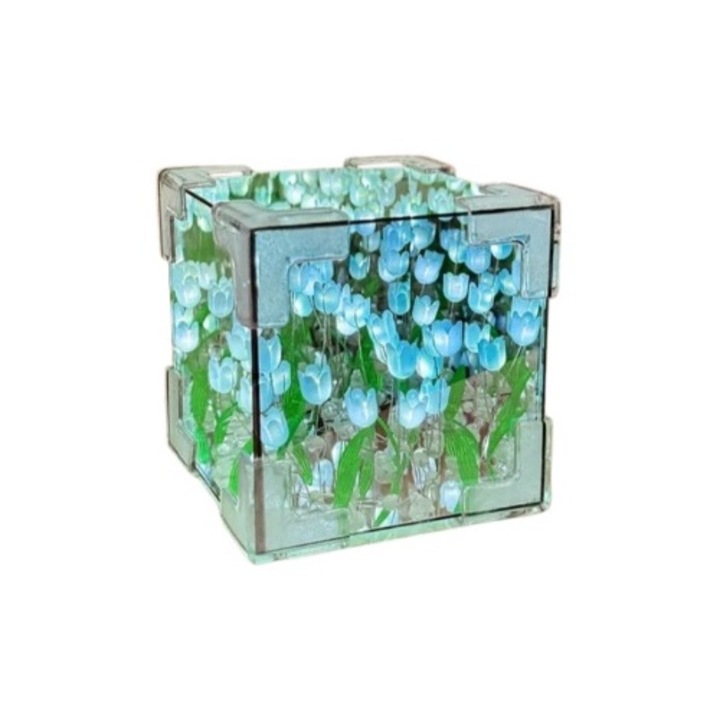 Lampa Lalele DIY, Albastru, 12 x 12 cm