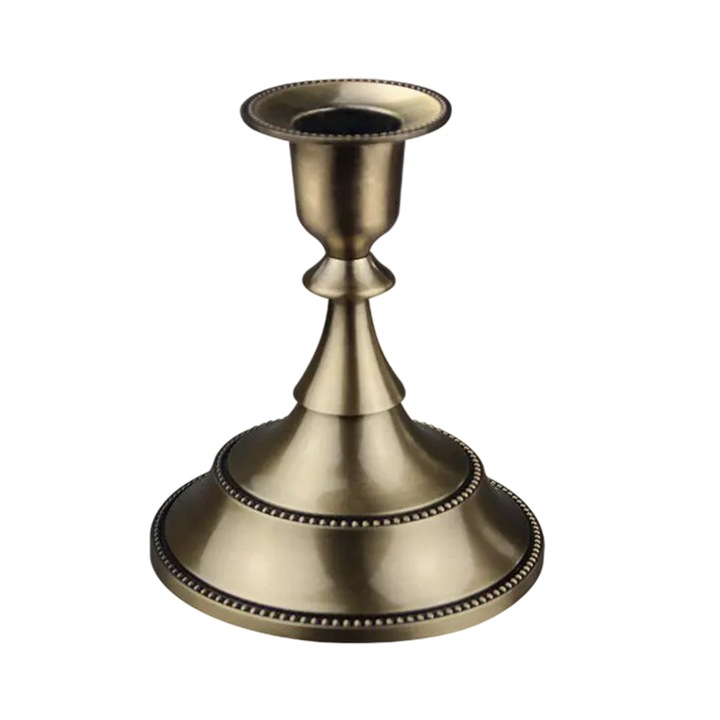 Candelabru metalic retro, Enforose, aur, argint, cupru, design simplu, decorativ pentru evenimente