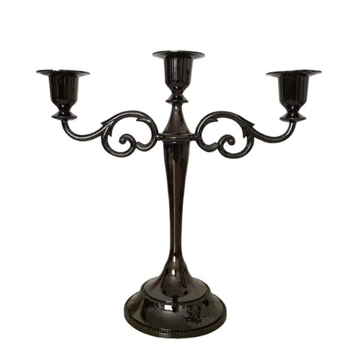 Candelabru metalic retro, Enforose, aur, argint, cupru, design simplu, decorativ pentru evenimente