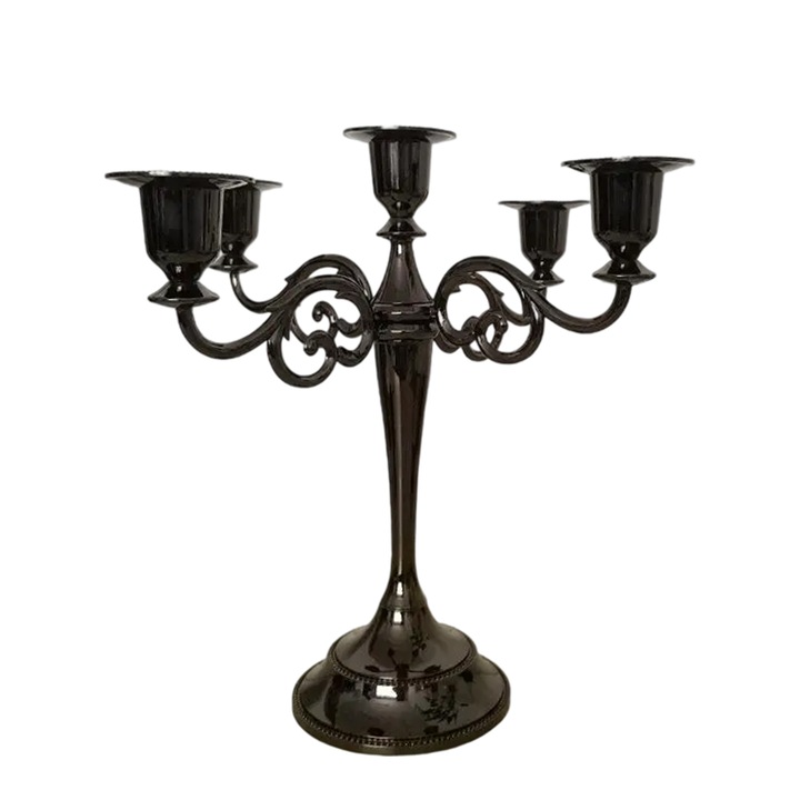 Candelabru metalic retro, Enforose, aur, argint, cupru, design simplu, decor romantic