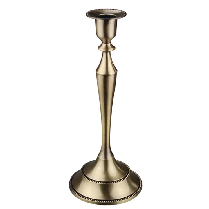 Candelabru metalic retro, Enforose, aur, argint, cupru, design simplu, decor romantic