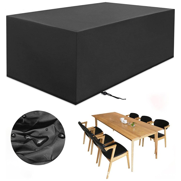 Калъф за мебели, Калъф за градински мебели, Калъф за външна маса, Покривало от плат Оксфорд 420D, Ветроустойчив, UV защита, Прахоустойчив за градински мебели 200x100x75 см
