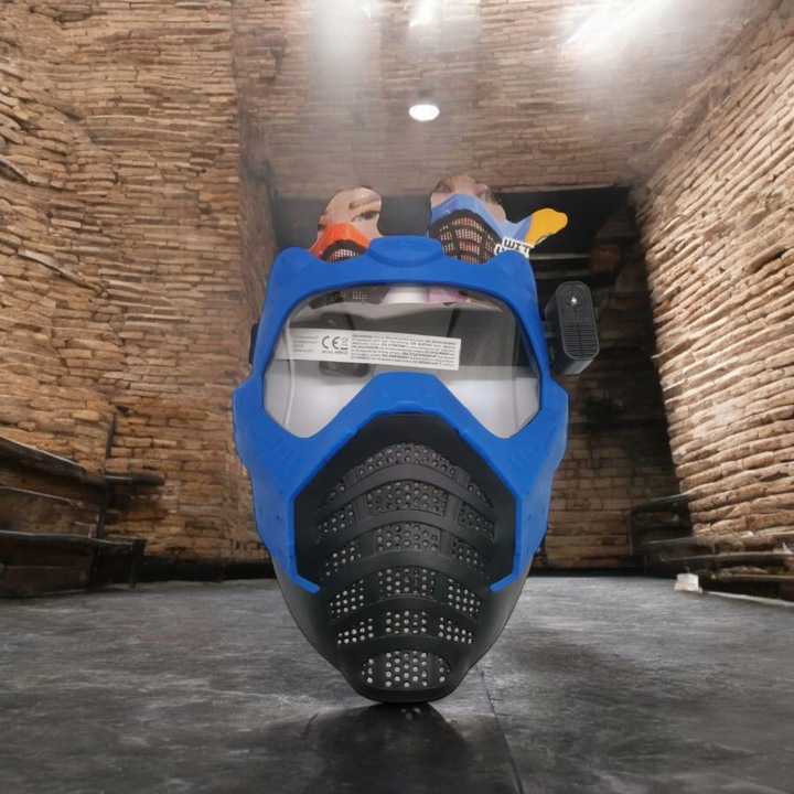 Masca de Protectie pentru gloante Nerf, Foam Strikex, Cu Lumina LED, Albastru, 20cm, VisionXXI