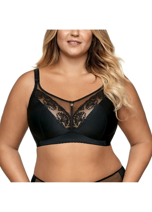 AVA 1691 Libi sutien moale pentru femei, cupe intregi fara armatura, decolteu in V, negru, 90E