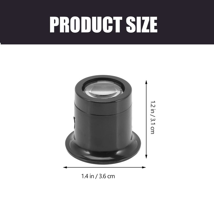 Set 1 Lupa pentru Reparatii Ceasuri, Negru si Argintiu, 3.60x3.60x3.10cm