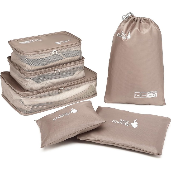 Organizatoare spatiu valize si bagaje-set 6 piese Kaki