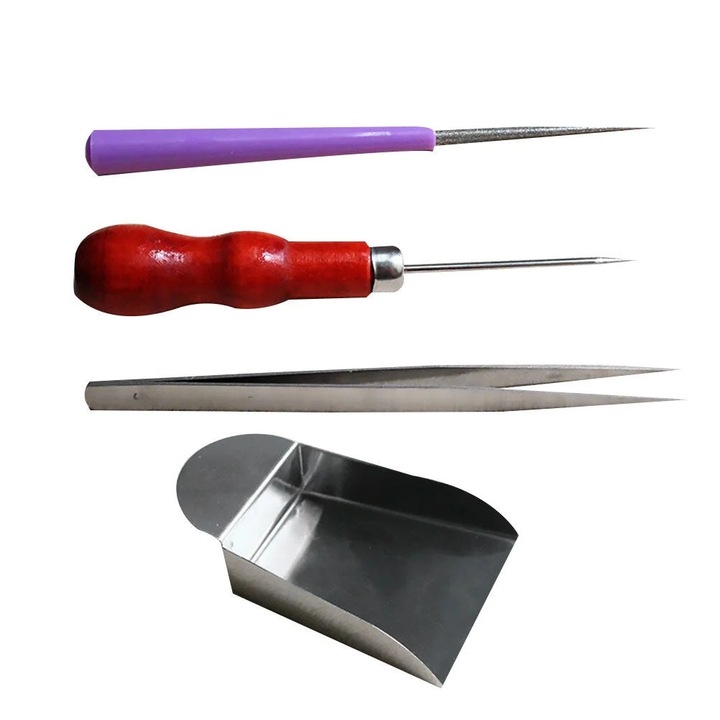 Set unelte pentru bijuterii, 4 piese, metal, 12x1x1cm, pentru gaurire si slefuire