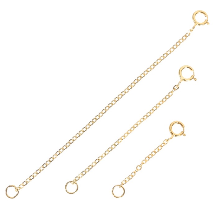 3 buc. Lant prelungitor din argint S925, lanturi prelungite, bricolaj, accesorii pentru fabricarea de bijuterii pentru bratara de colier (aurie)