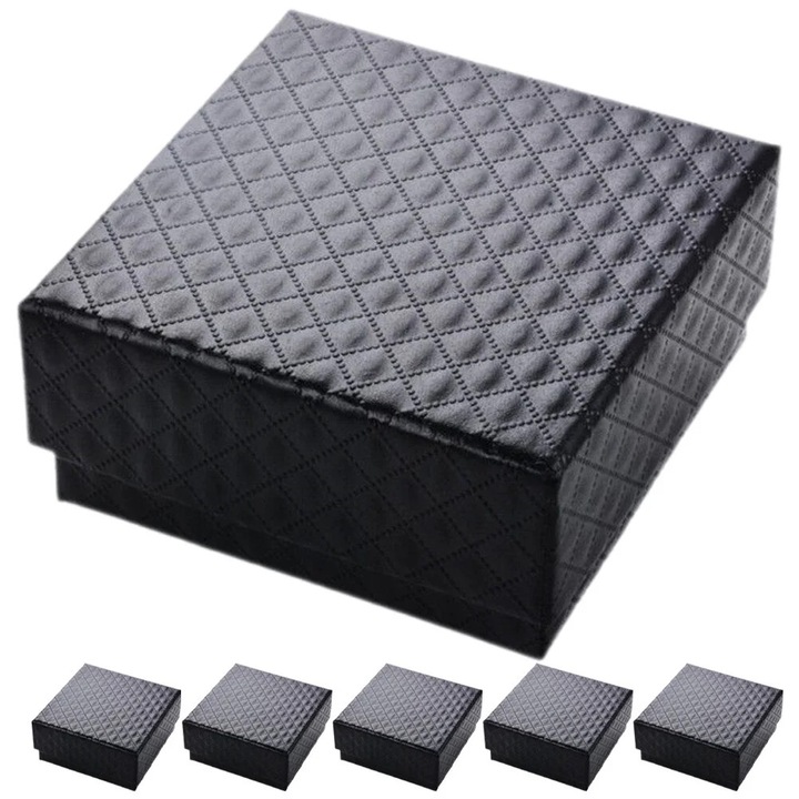 Set 6 cutii de bijuterii, negre, 7x7x3cm
