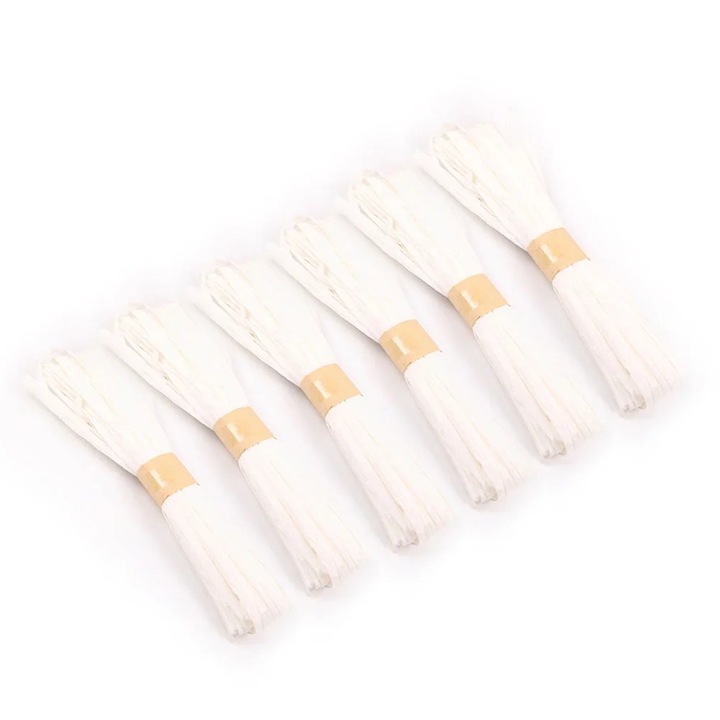 Set 6 bucati sfoara din hartie impletita, 20m, alba