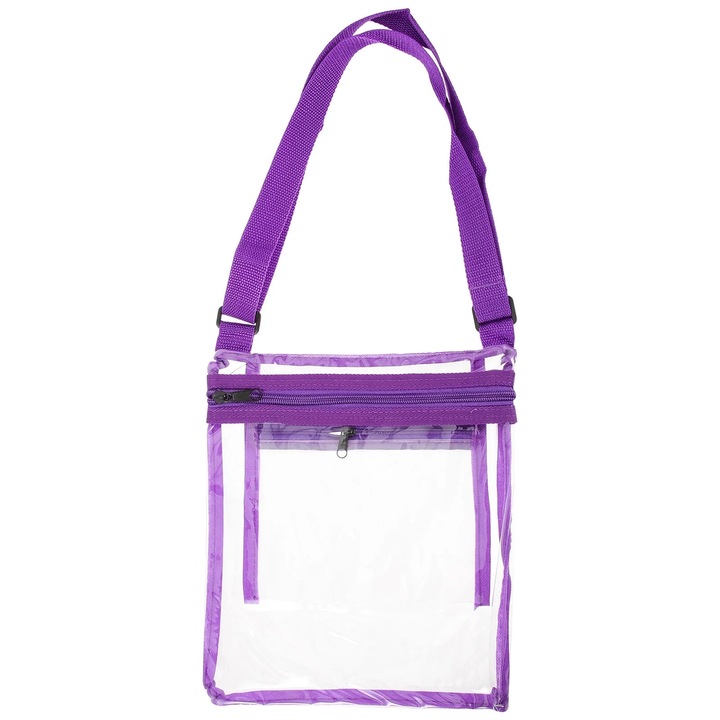 Geanta crossbody transparenta, mov, 57x23x0.5cm, pentru femei