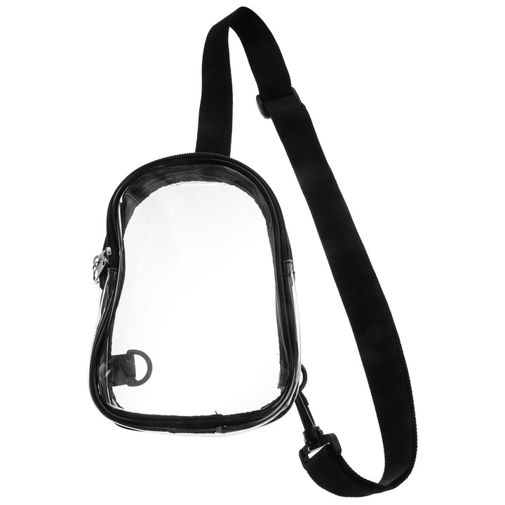Geanta transparenta pentru femei, 19x13.5x6cm, din PVC, cu curea ajustabila