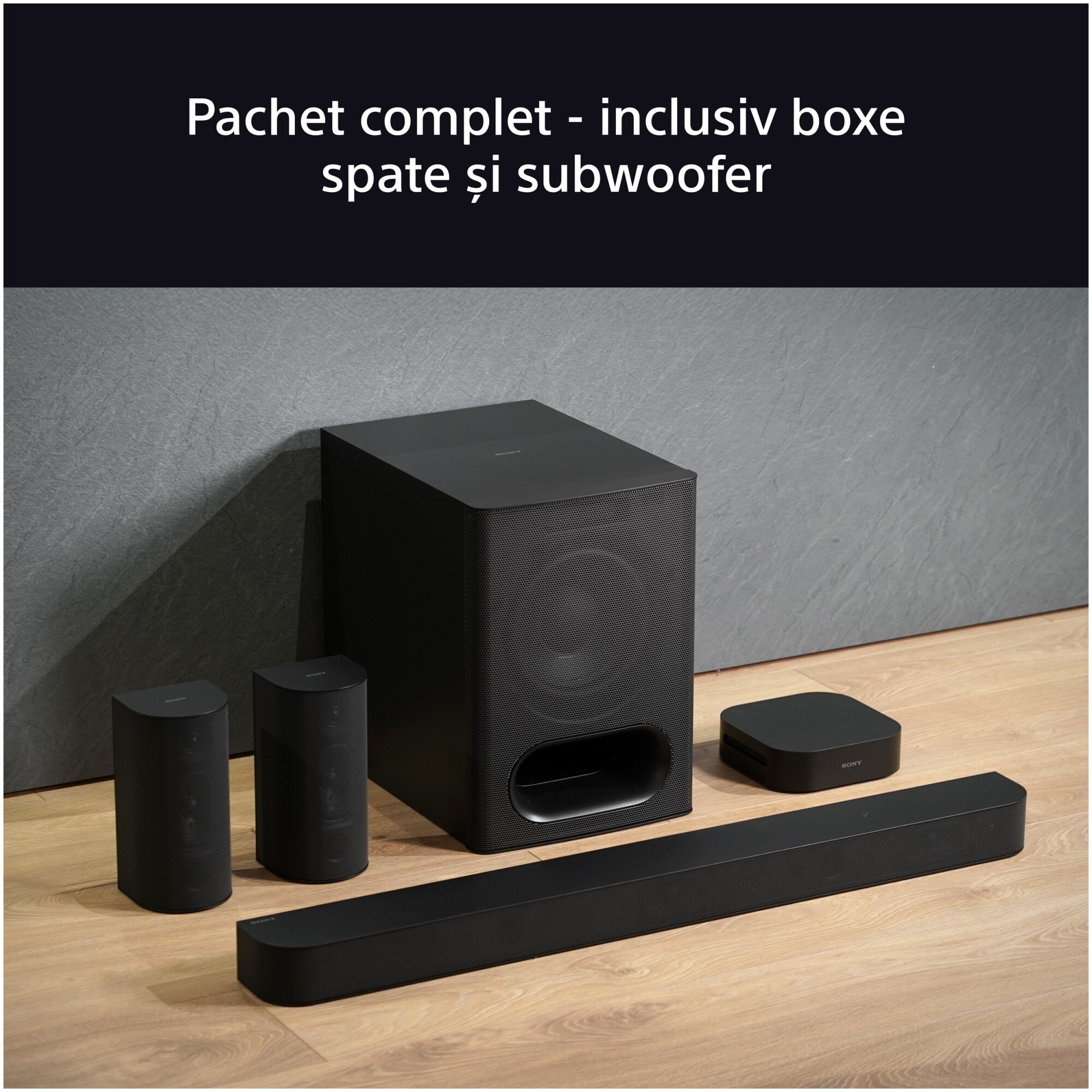 Soundbar Sony BRAVIA Theatre System 6 HT-S60, 5.1ch, 1000W, Dolby Atmos, DTS:X, AI Voice Zoom 3, Mod Multi Stereo Party, Bluetooth 5.3, Negru