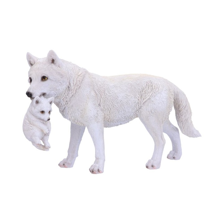 Figurina 'Winter Bond' – Lupoaica si Pui, 30 cm
