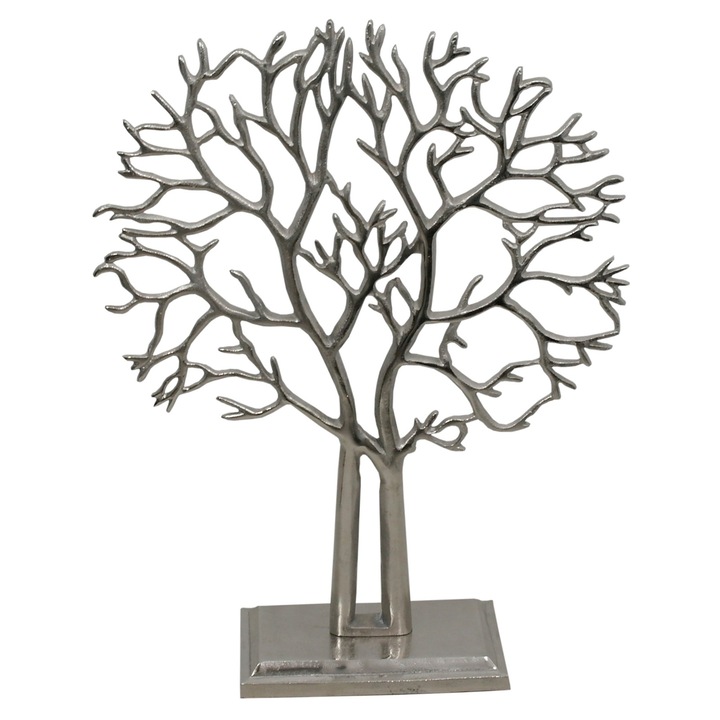 Decoratiune metal Copacul Vietii, 70 cm, argintiu metalizat