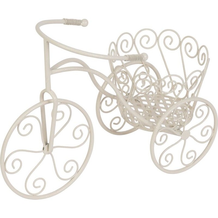 Suport metalic pentru ghiveci flori, MagicHome, model bicicleta, 48x20x35 cm