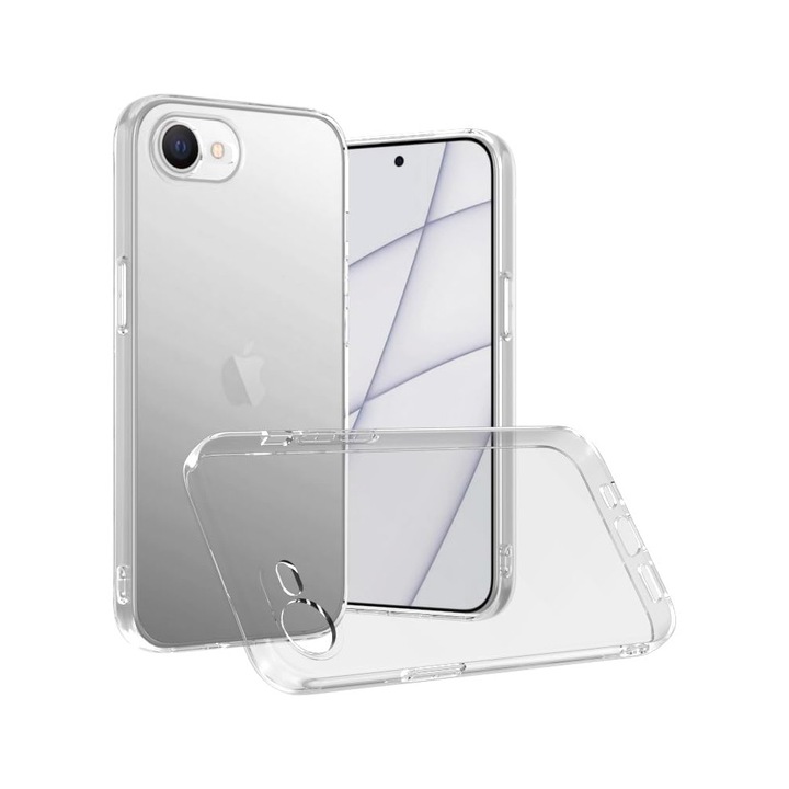Husă de silicon compatibilă cu iPhone 16e, subțire, transparentă, 0.5mm
