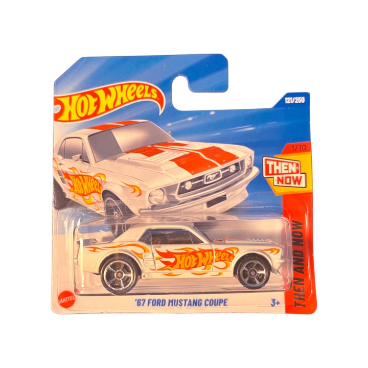 Masinuta Hot Wheels '67 Ford Mustang Coupe, alb, 1:64 - model 2025