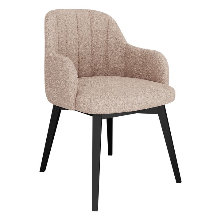 Scaun Nagrinto, MIRJAN24, negru + bej boucle, 52x54x81 cm