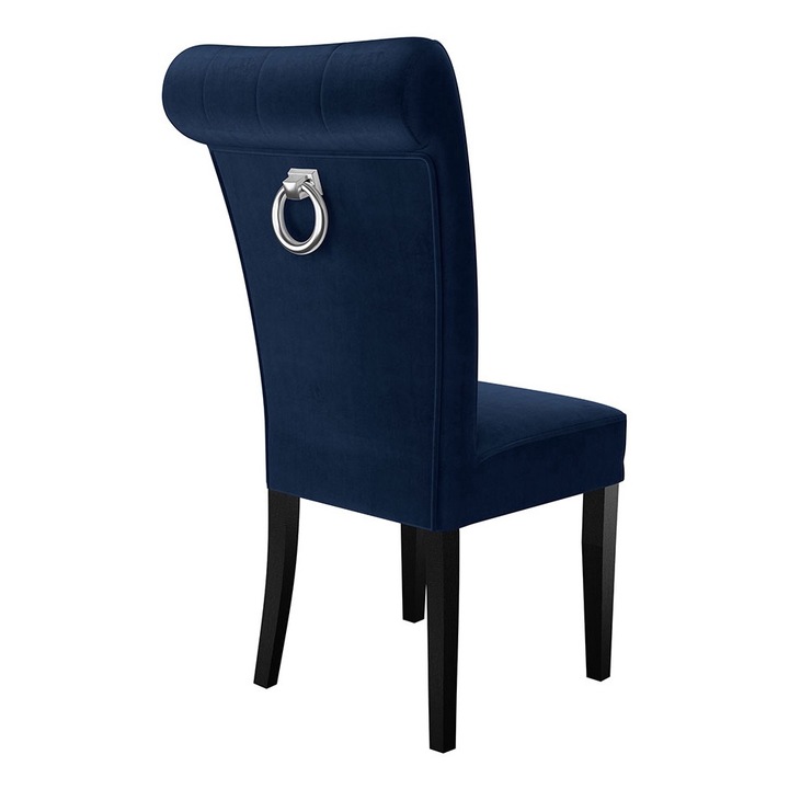 Scaun Elenwel + ciocanitor, MIRJAN24, negru + bleumarin + crom Ciocanitor, 51x66x100 cm