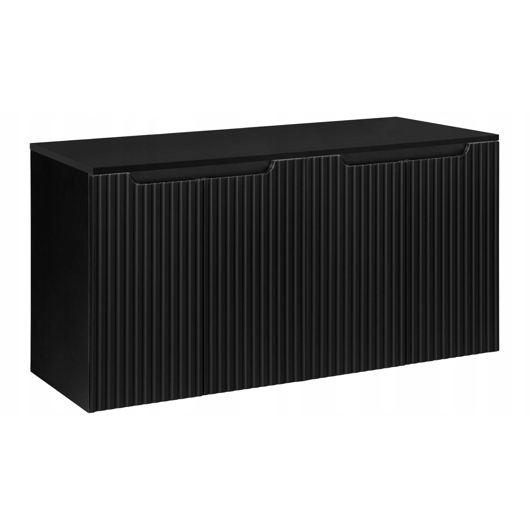 Dulap pentru baie NOVA, negru, 120 cm, blat, fronturi riflaj, 4