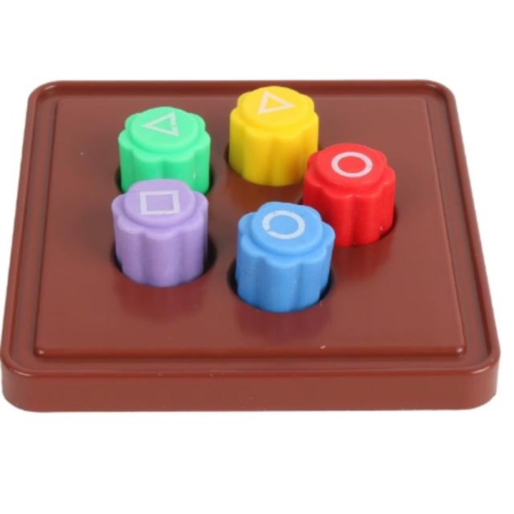 Gonggi hagyományos koreai játék, Squid Game, 5 db többszínű darabból és barna táblából álló készlet