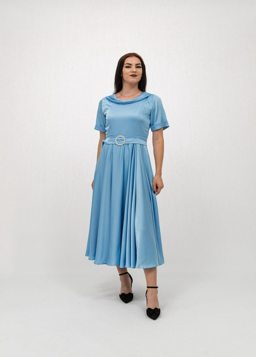 Елегантна светло синя рокля с корда Lara, Син