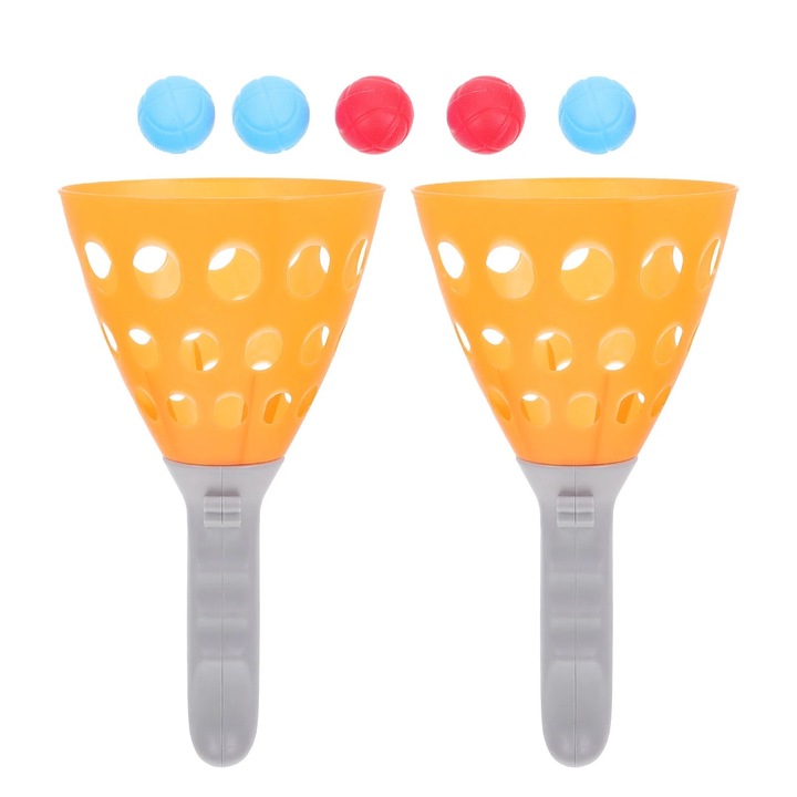 Set joc cu mingi si rachete, jucarii interactive copii, 24x13x13cm, plastic, multicolor