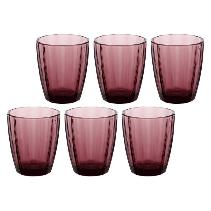 Set 6 pahare Rose e Tulipani, Amami, 320 ml, sticla, mov