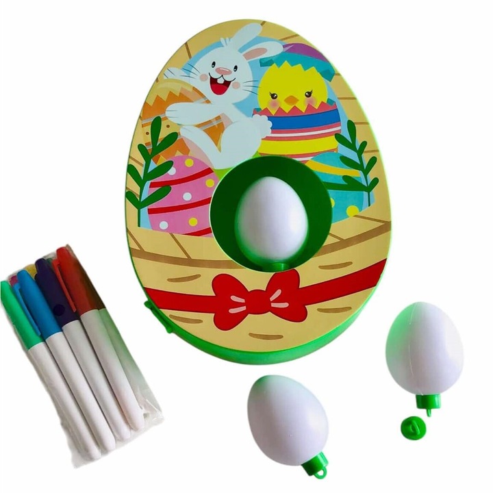 Set aparat pentru decorat oua EggDecor interactiv educational in forma de ou pentru Paste +3 ani