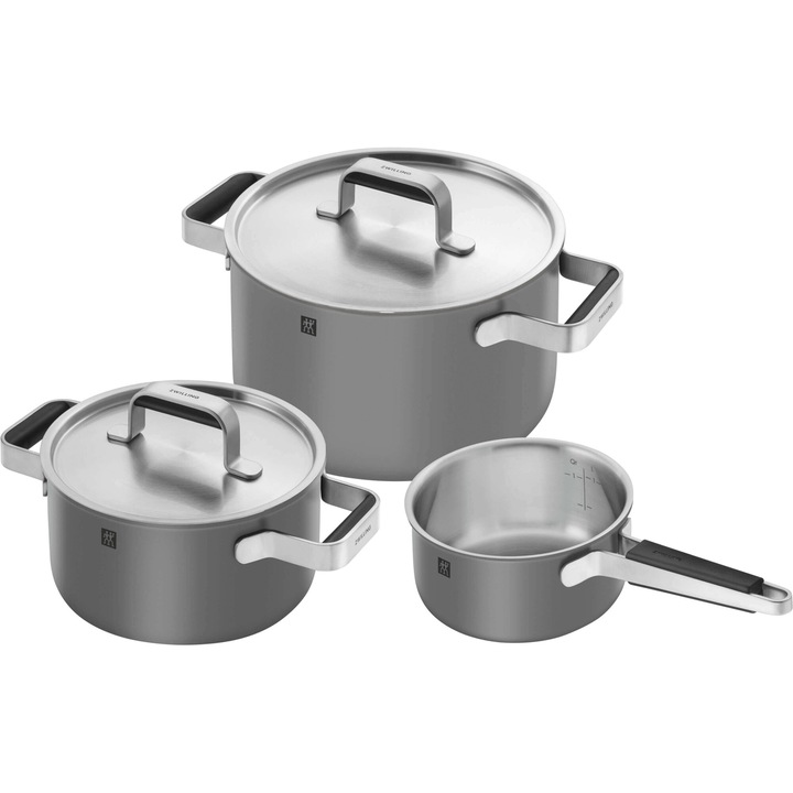 Set oale ZWILLING Pure, 3 piese, inox cu exterior ceramic, gri, 24x20cm, 16cm