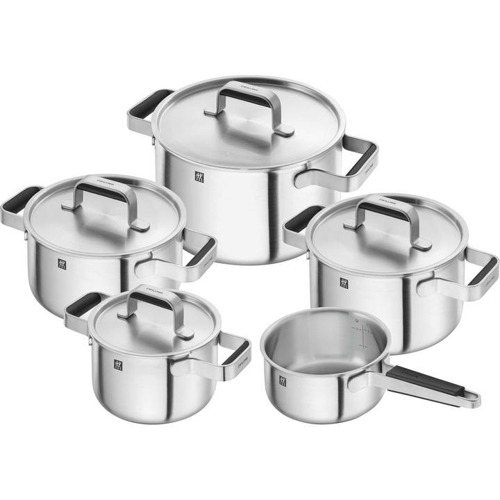 Set 5 oale ZWILLING Pure, inox, 16/20/24cm, cu capac, rezistente la zgarieturi