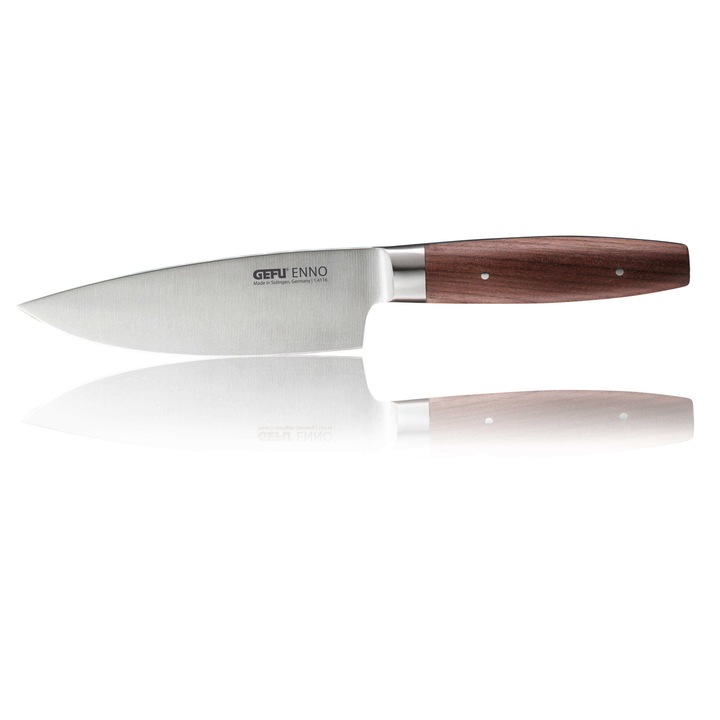 Cutit de bucatarie, GEFU 15 cm, otel german, maner nuc