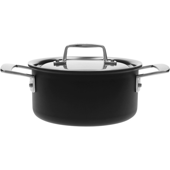 Oala cu capac Demeyere Black 5, 2.2 l, 5 straturi, inox, neagra, 18cm