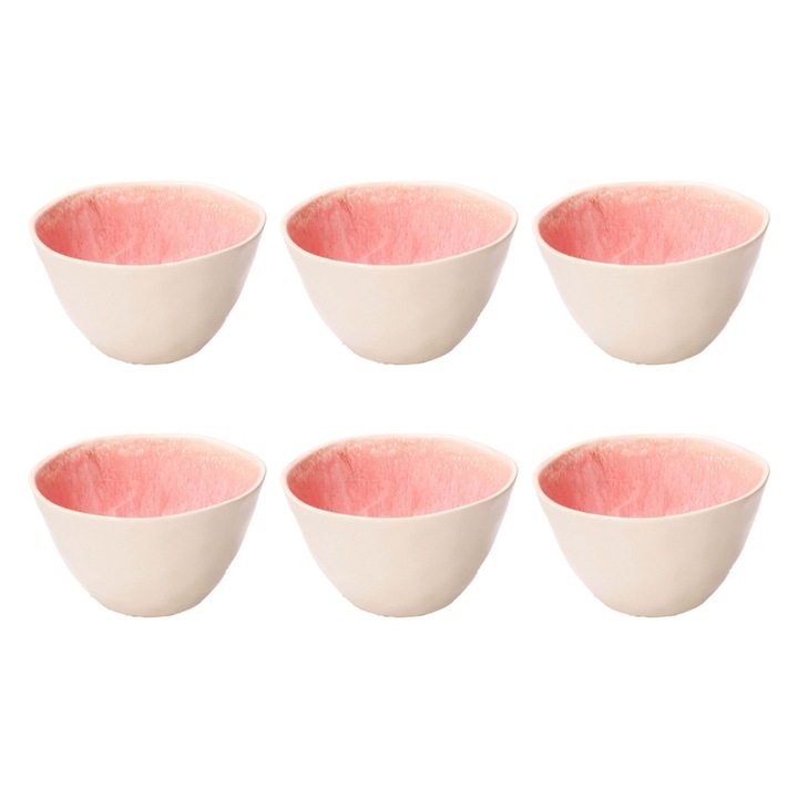 Set 6 boluri Concerto FUSE ROSA, 12cm, ceramica, roz/bej