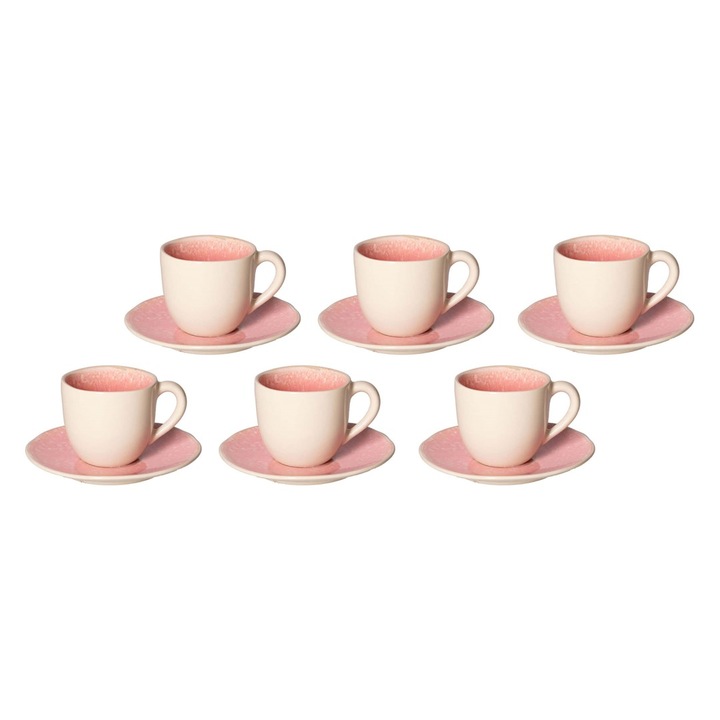Set 6 cani espresso Concerto FUSE ROSA, ceramica, roz, 90 ml