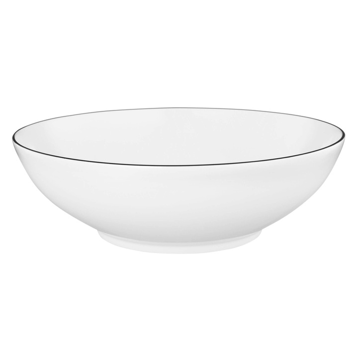 LIDO tál, 23 cm, fehér, fekete szegéllyel, porcelán, szett