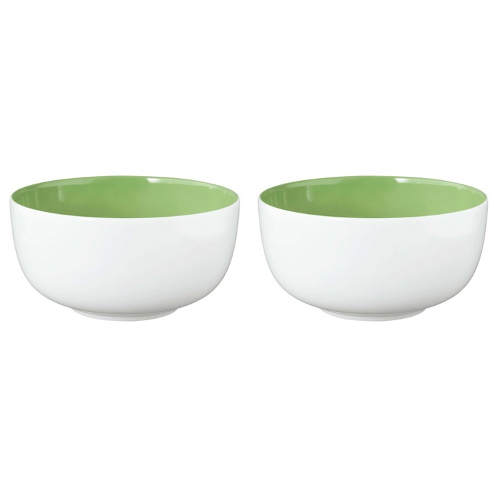 Set 2 boluri, LIBERTY, 17.5cm, alb-verde