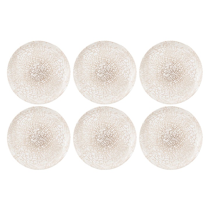 Комплект от 6 чинии 27,5 см, порцелан, модерен дизайн, металик