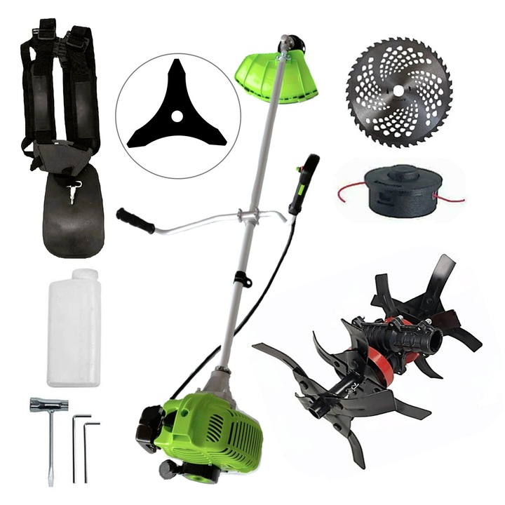 Set Cositoare Green/Verde-Neon - Model cu Disc Vidia si Ham Profi pentru Gospodari si Fermieri, Cultivator-E