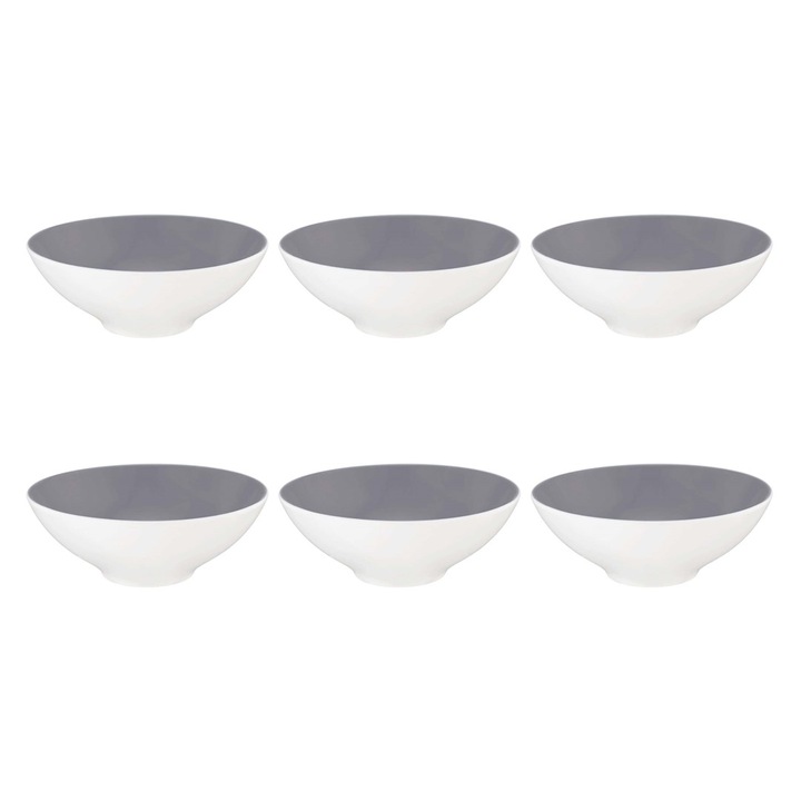 Set 6 Boluri, LIFE, 14.5 cm, alb cu interior gri
