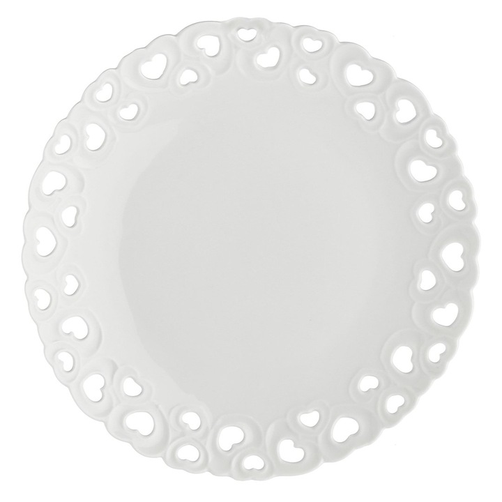 Farfurie Valentino, design romantic, alb, 20cm