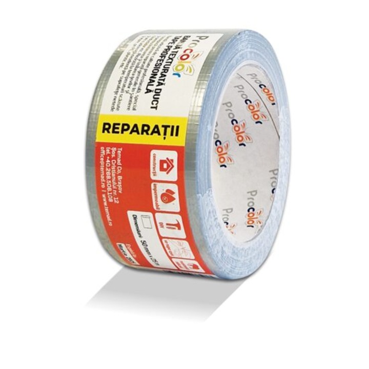 Banda adeziva texturata PROCOLOR Duct Tape Profesionala, 50mmx25m